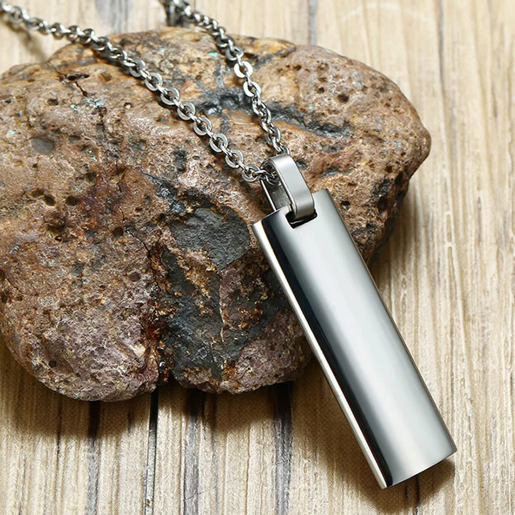 Men's Stainless Steel Pendant Necklace English Bible Lords Prayer Cross