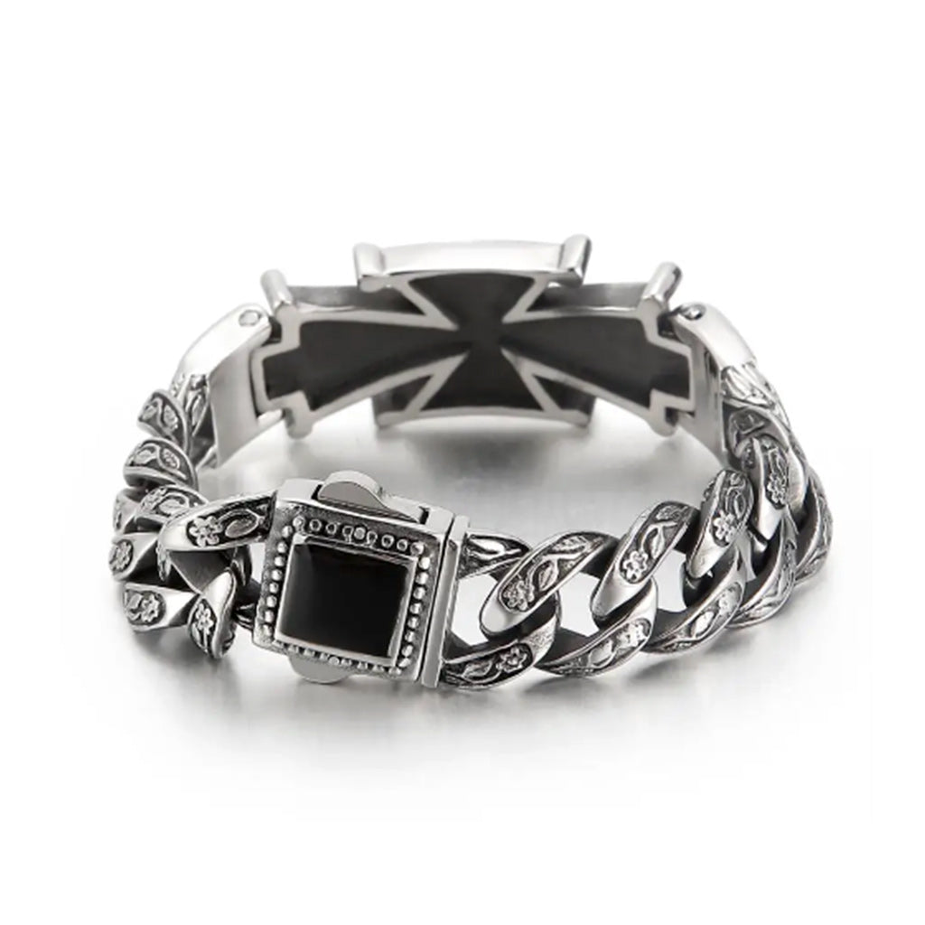 Cross Charm Stainless Steel Chunky Punk Bracelet-Bracelets-Innovato Design-Alfa-7.48in-Innovato Design