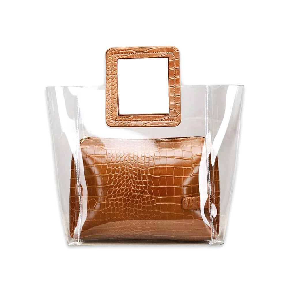 Two Piece Set Leather Clear Handbag and Purse for Women-clear backpack-Innovato Design-Innovato Design
