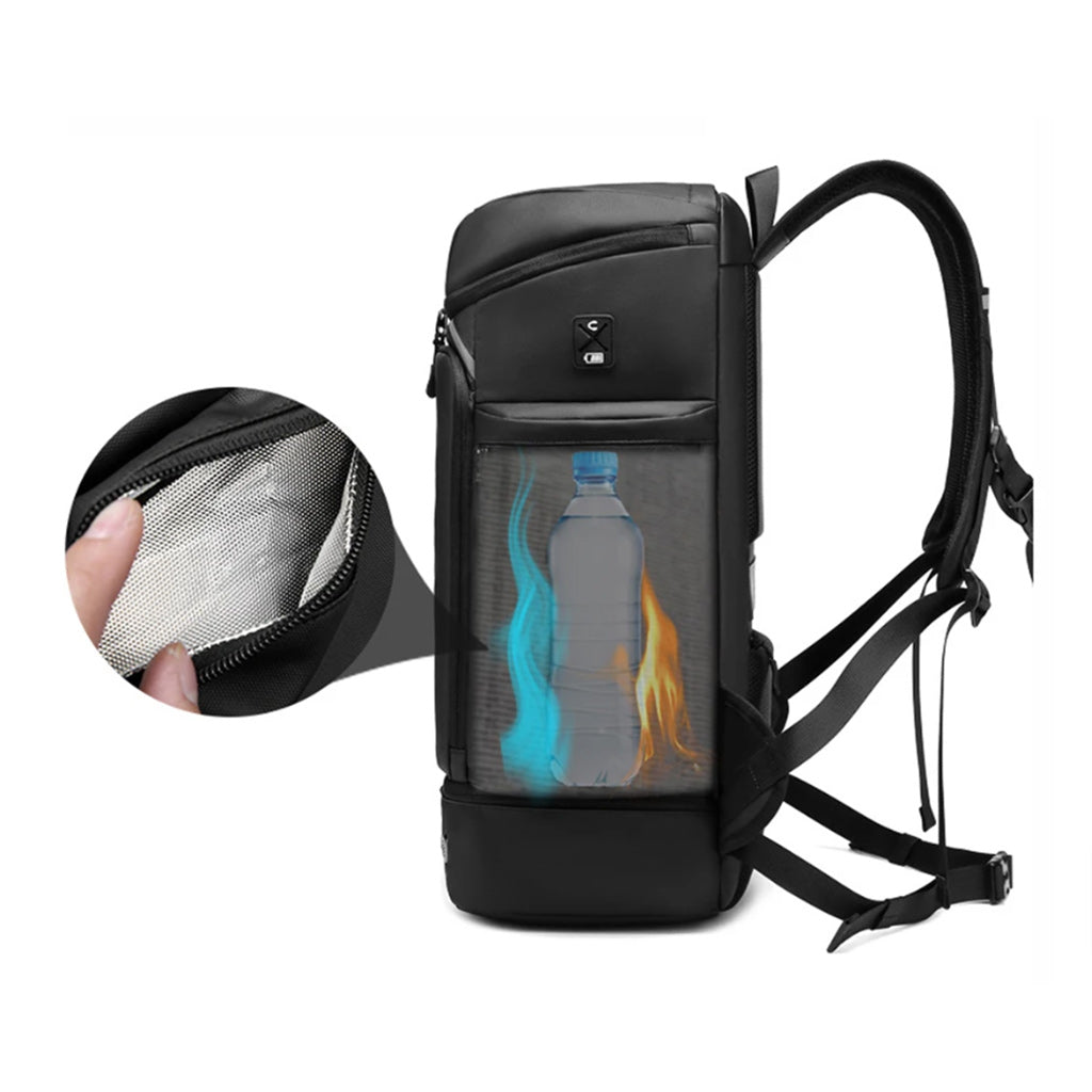 Multifunction Waterproof USB Charging 45 Liter Backpack with Shoe Compartment