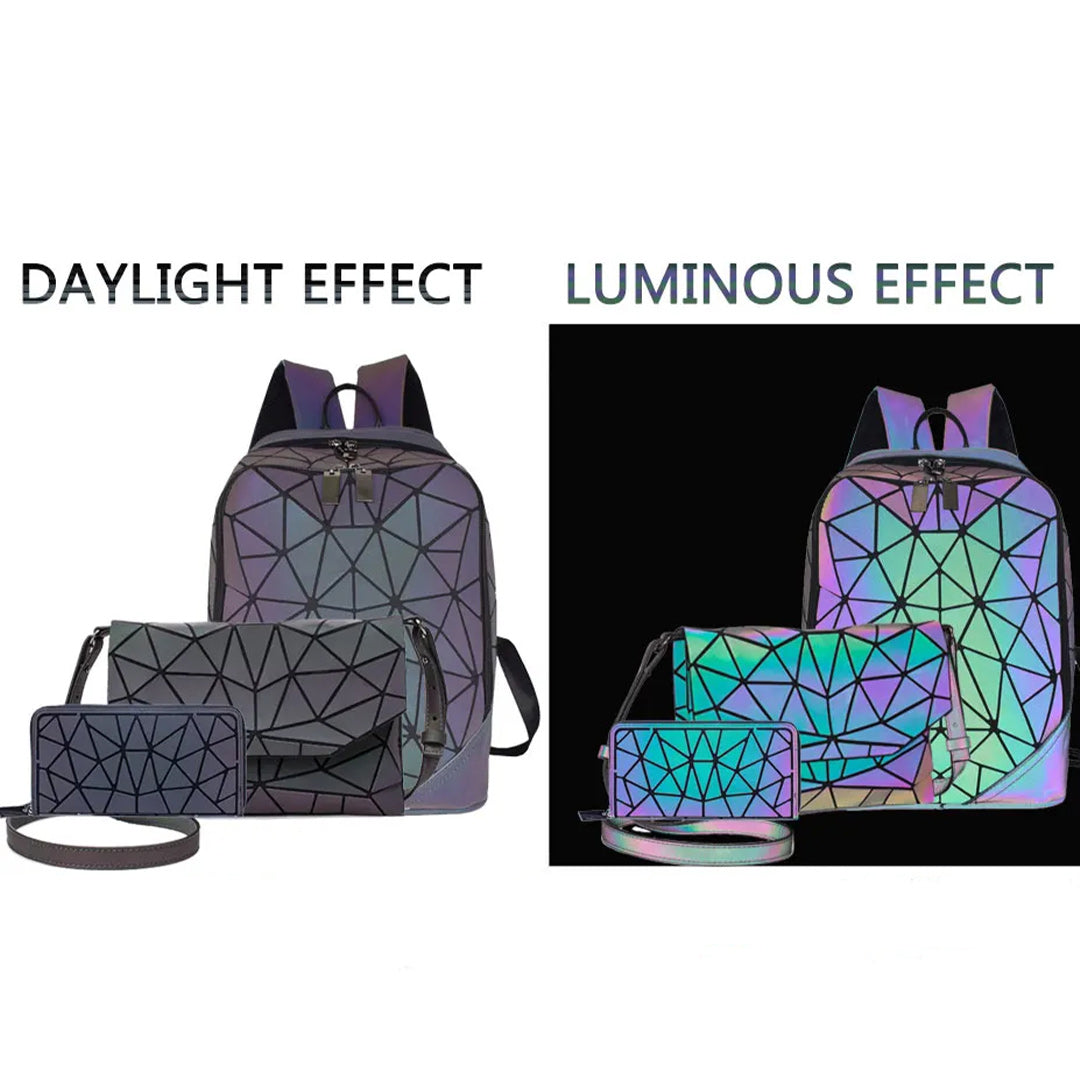 Luminous Schoolbags Travel Daypack Backpack Set for Women-clear backpack-Innovato Design-Only Clutch-Innovato Design