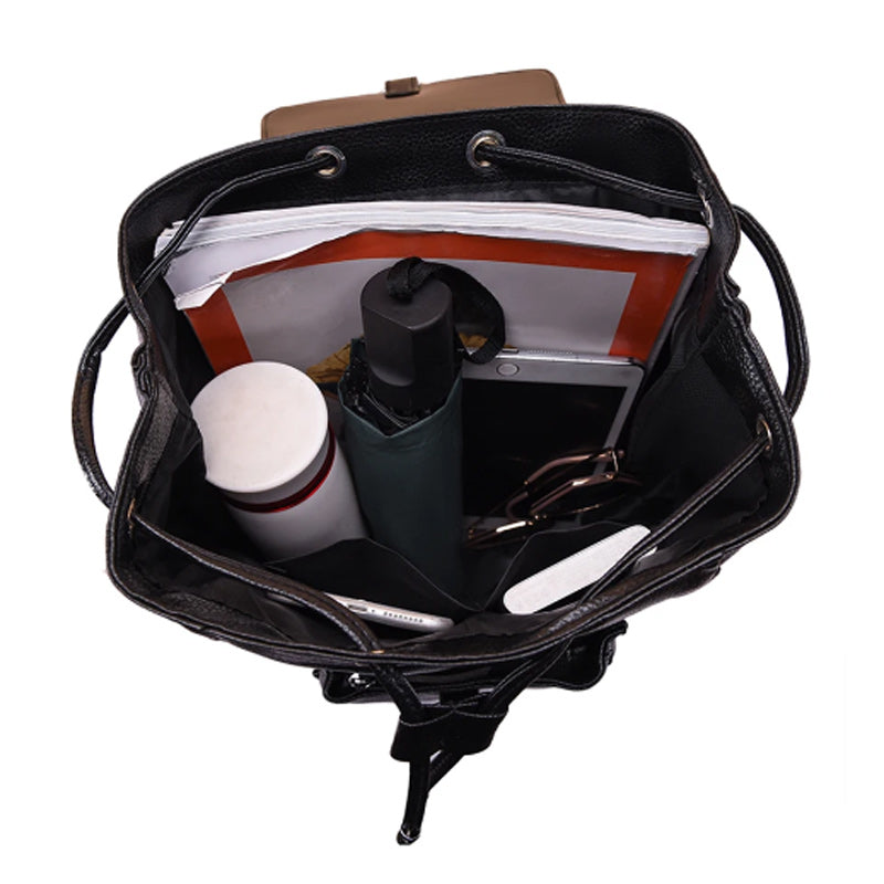 Large Capacity Vintage Leather School Bag, Shoulder Bag and Travel Backpack-Backpacks-Innovato Design-Orange-Innovato Design