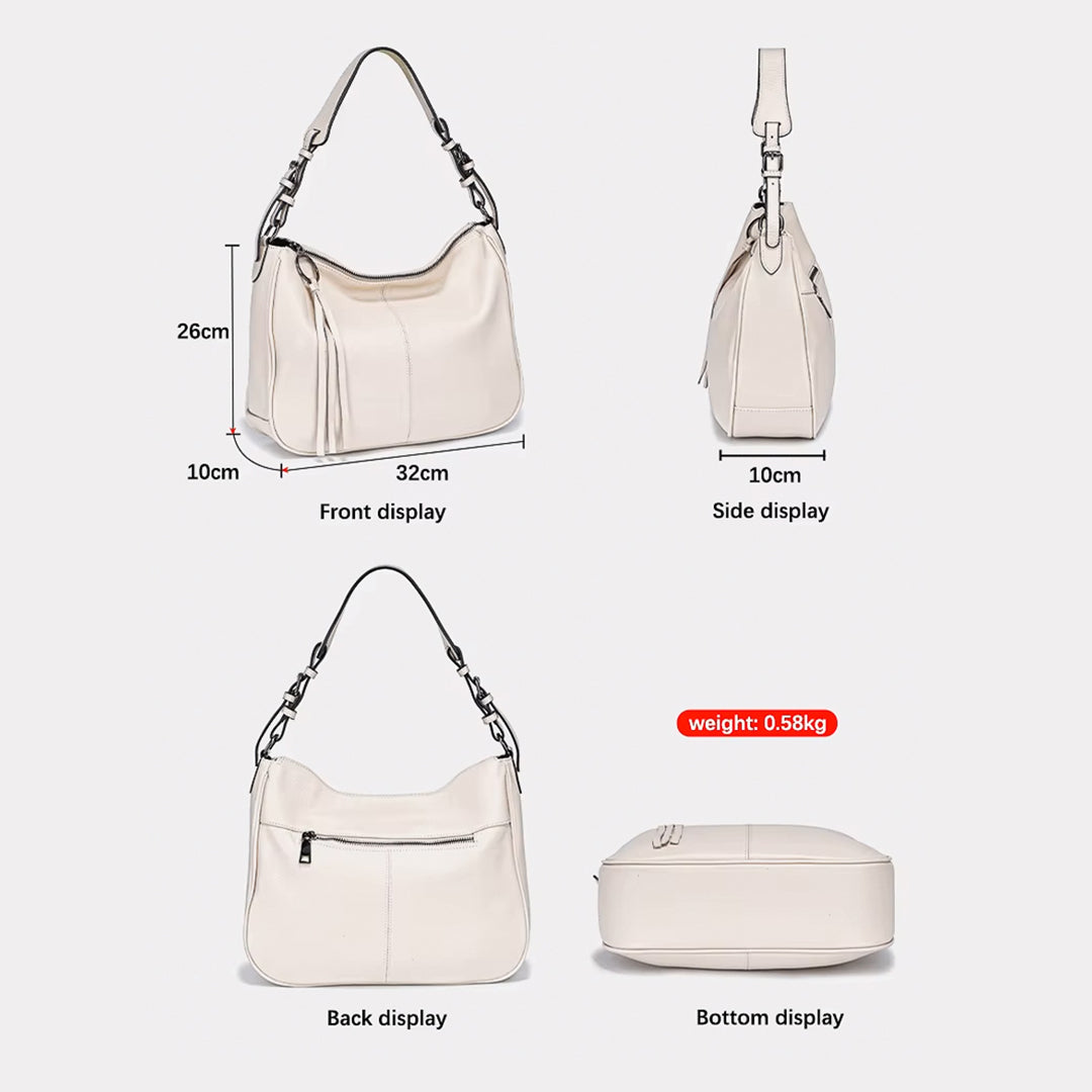 Large Capacity Retro Casual Top-Handle Genuine Leather Messenger Bag, Tote Bag and Handbag