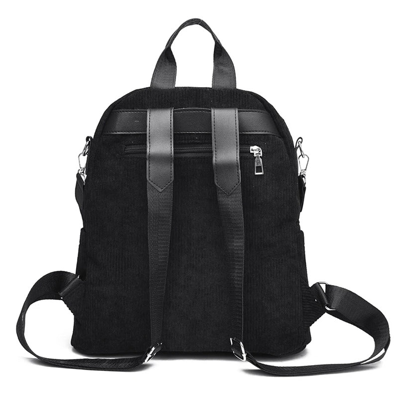 Corduroy Travel Anti-theft Backpack for Teenage Girls Women-corduroy backpacks-Innovato Design-Brown-Innovato Design