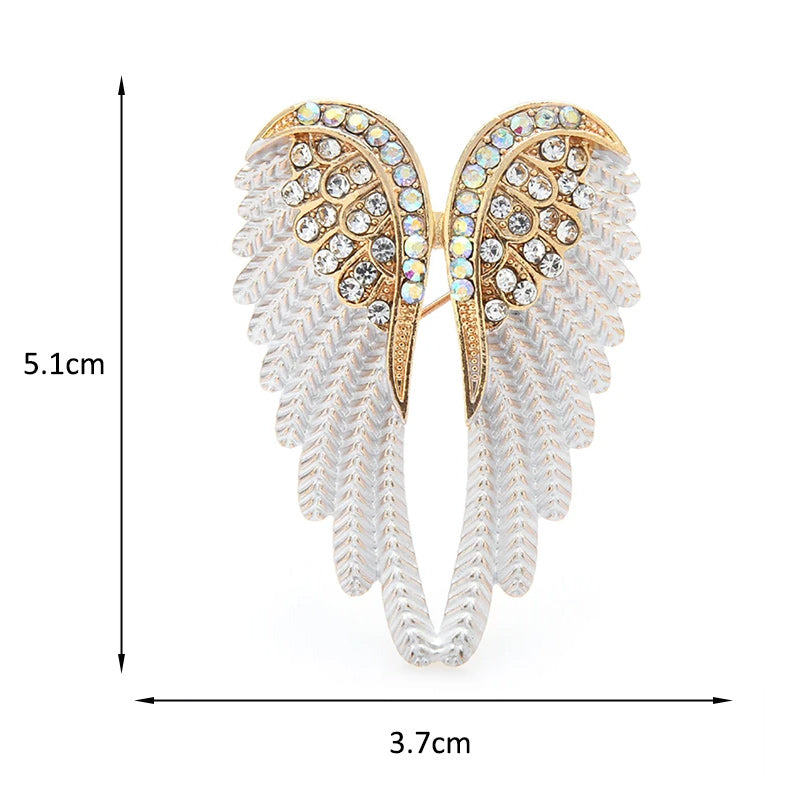 Women's Austrian Crystal Enamel Angel Wings Brooch Pin-jewelry-Innovato Design-Blue-Innovato Design