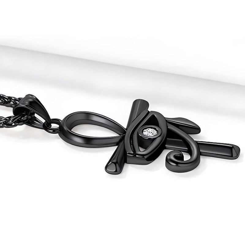 Egyptian Eye of Horus on Ankh Pendant Stainless Steel Chain Necklace-Necklaces-Innovato Design-Innovato Design