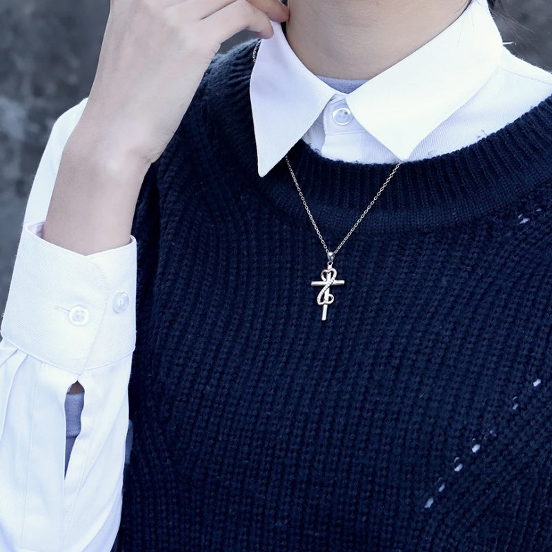 Interlocked Silver Cross and Rose Gold Infinity Symbol Pendant Necklace-Necklaces-Innovato Design-Innovato Design