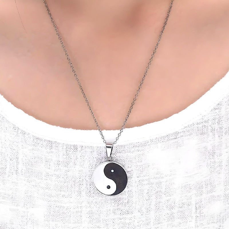 Stainless Steel Matte Finished Yin Yang Pendant Necklace-Necklaces-Innovato Design-Innovato Design