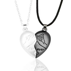 Men Women's 2 PCS Stainless Steel Magnetic Pendant Necklace Heart Love Couple-Necklaces-Innovato Design-black-Innovato Design