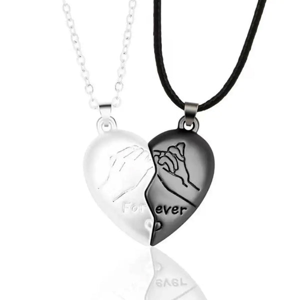 Men Women's PCS Stainless Steel Magnetic Pendant Necklace Heart Love Couple black