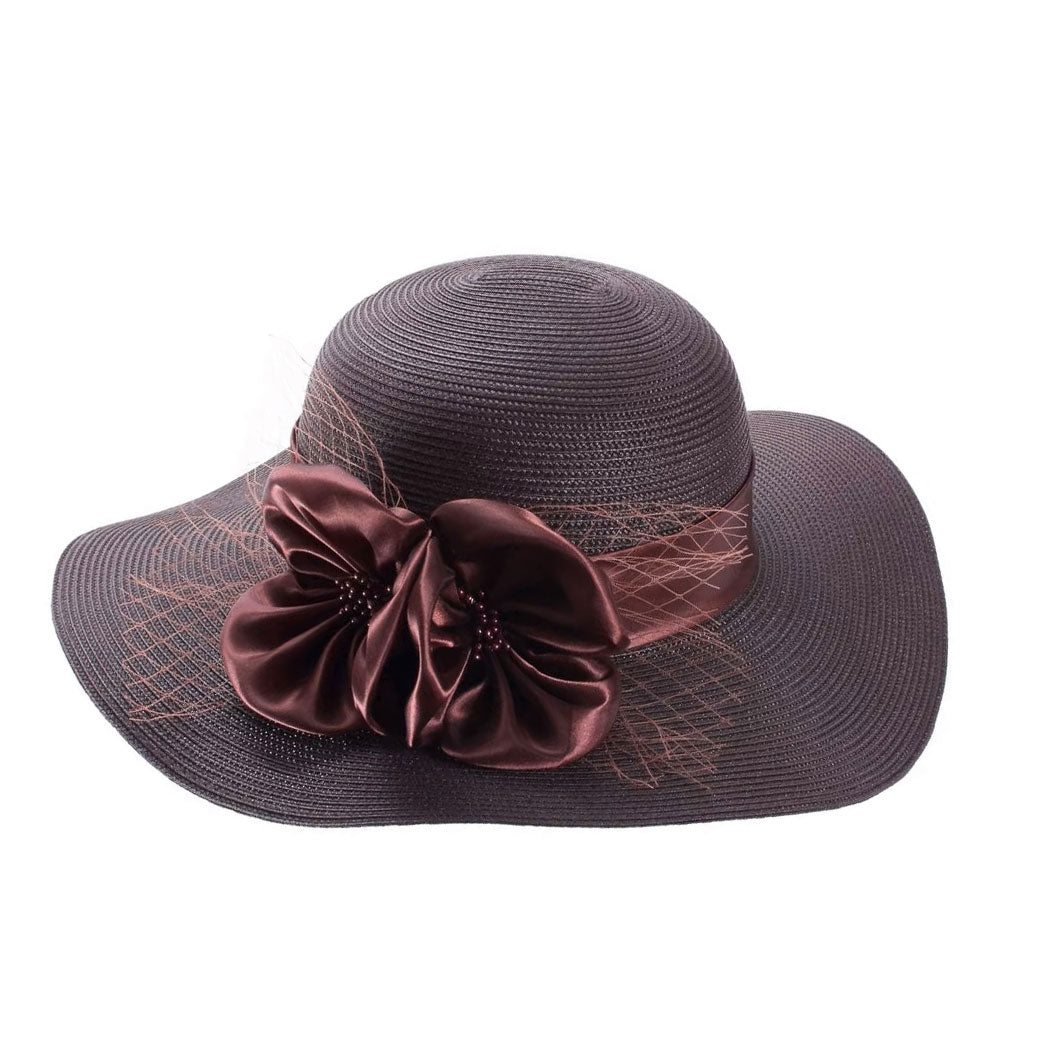 Floppy Wide Brim Linen Sun Hat with Bow