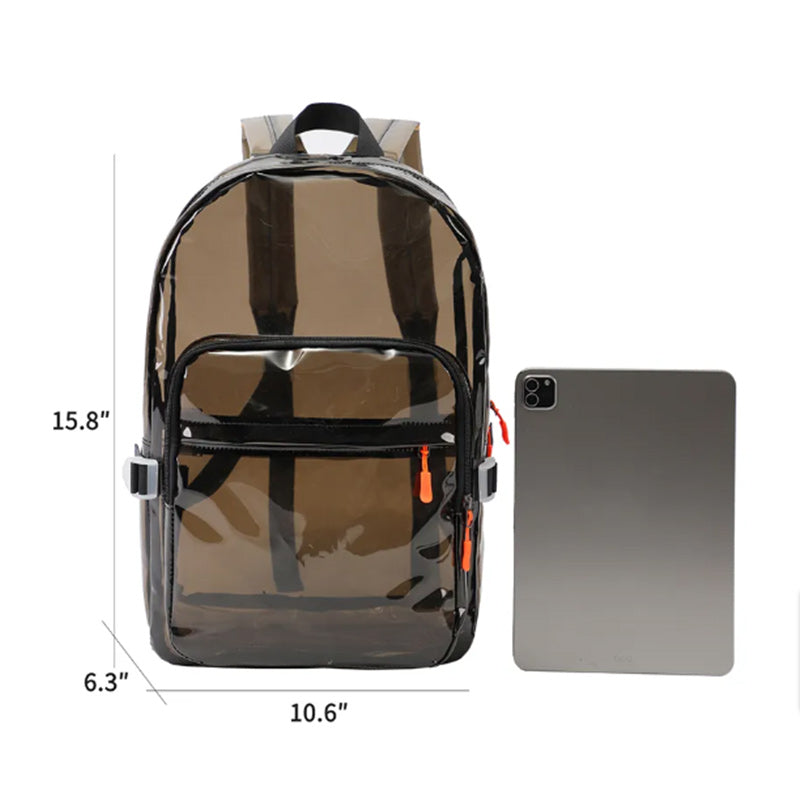 Clear Transparent PVC Multi-pockets School Travel Rucksack Sport Waterproof Comfort-Backpacks-Innovato Design-Black-Innovato Design