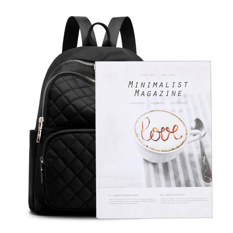 Fashion Casual Multifunction Rhombic Pattern Stitches Oxford Shoulder Bag and College Style Backpack