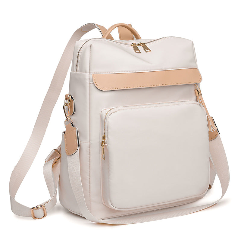 Leather Shoulder Bag, School Bag and Travel Backpack-Backpacks-Innovato Design-Beige-Innovato Design