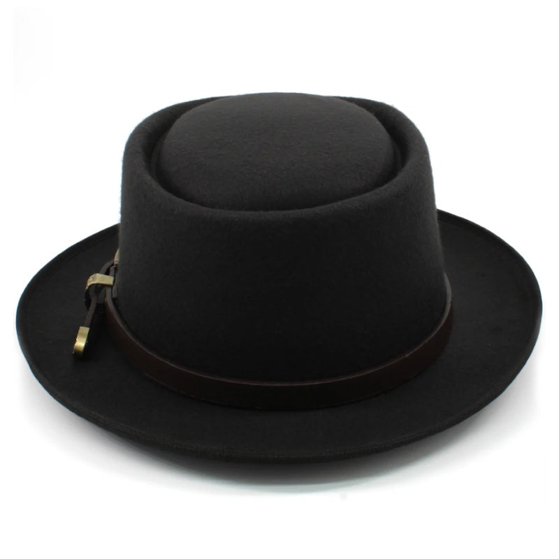 Vintage Wide Brim Fedora Trilby Hat with Black Hatband-Hats-Innovato Design-Black-Innovato Design