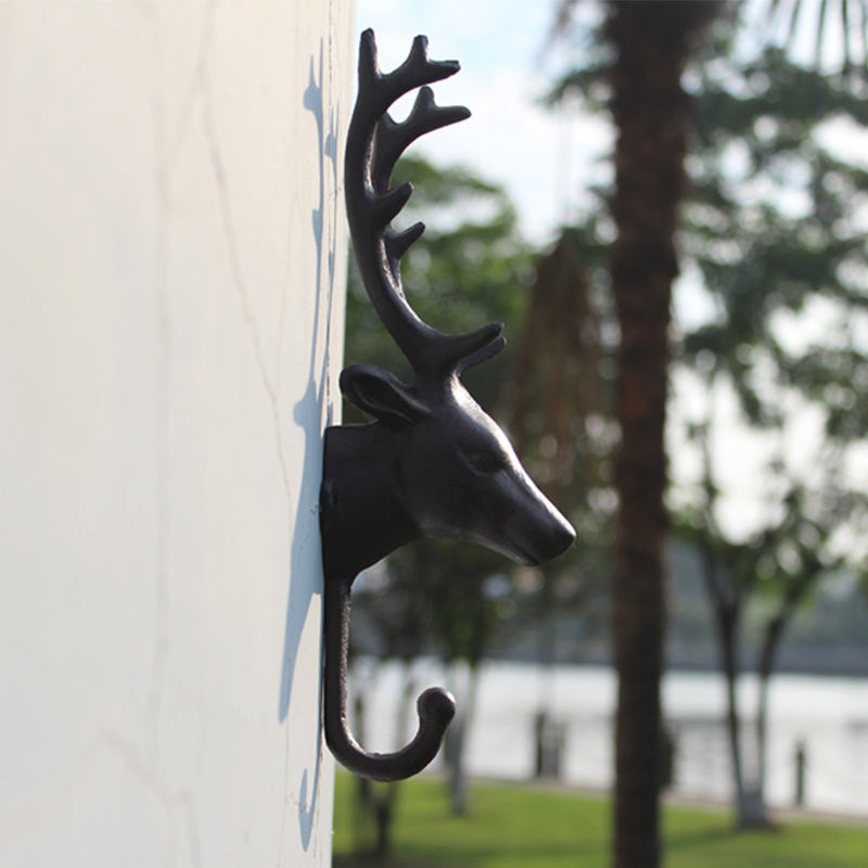 Decorative Deer Head Wall Mount Rack Stylish Cast Iron Hanger Hook-Home & Garden-Innovato Design-Brown-Innovato Design