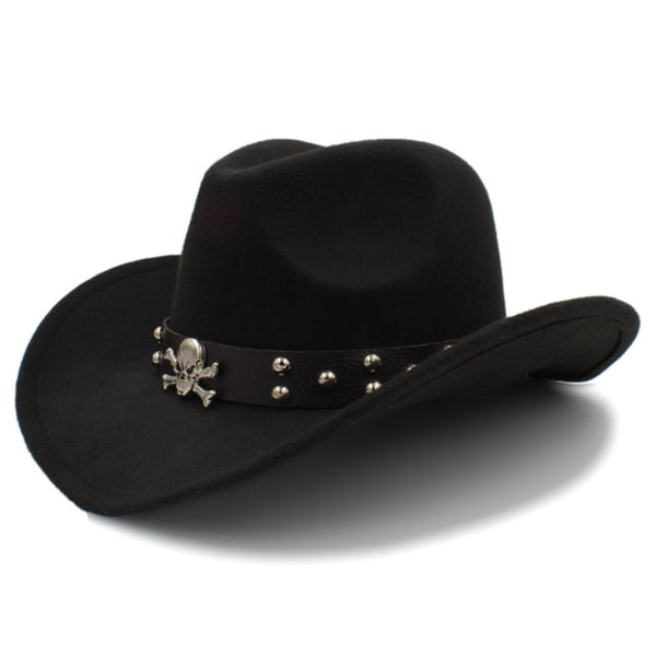 Cowboy Hat with Metal Skull Band