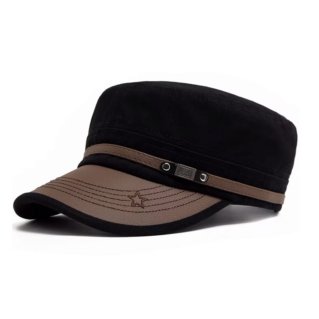 Buckled Cotton Flat Top Snapback Army Military Hat
