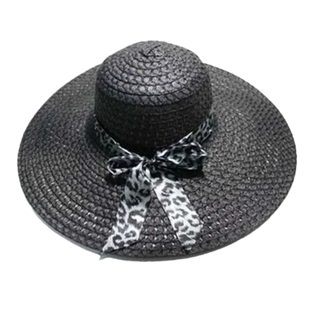 Foldable Floppy Wide Brim Straw Sun Hat with Bowknot