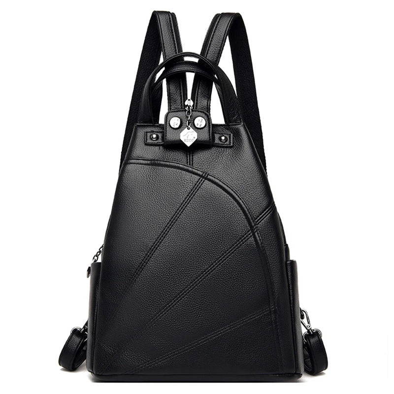 Leather School Bag and Anti-Theft Backpack-Backpacks-Innovato Design-Black-Innovato Design