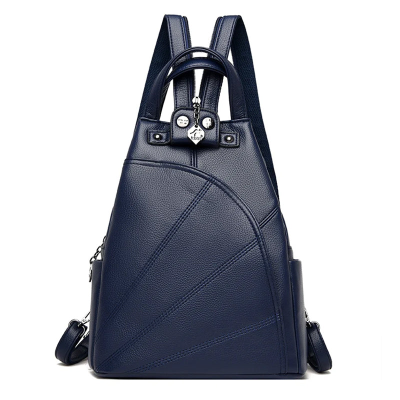 Leather School Bag and Anti-Theft Backpack-Backpacks-Innovato Design-Blue-Innovato Design