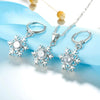 Austrian Crystal Snowflake Flower Pendant Necklace Earrings Set