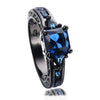 Jewelry Blue Sapphire White Diamond Black Gold Engagement Wedding Women's Ring-Rings-Innovato Design-6-Innovato Design
