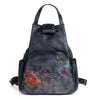 Luxury Floral Genuine Leather Backpack with Large Capacity-Canvas and Leather Backpack-Innovato Design-Dark Gray-Innovato Design