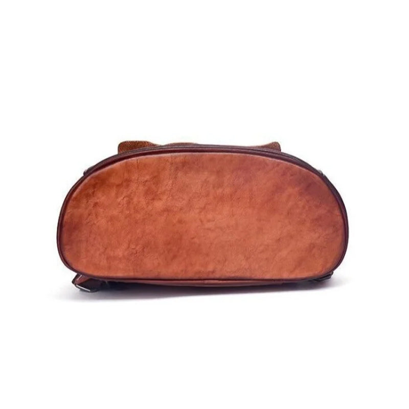 Brown Genuine Leather School Bag Cowhide Women Travel Bag-Backpacks-Innovato Design-Innovato Design