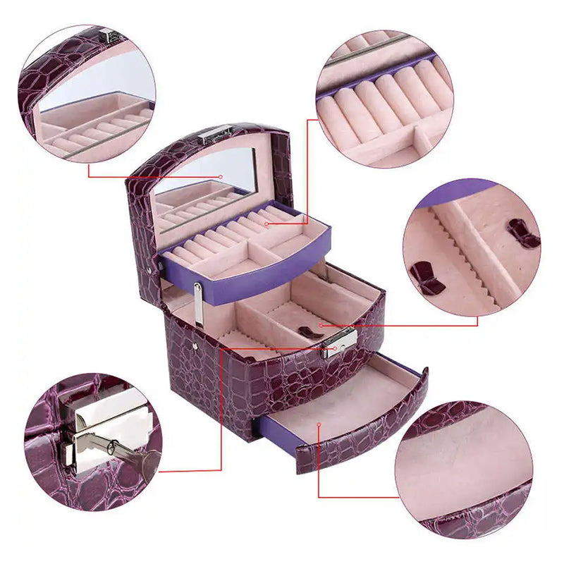 Purple PU Leather Jewelry Multi-Functional Storage Box-Watch Box-Innovato Design-Innovato Design
