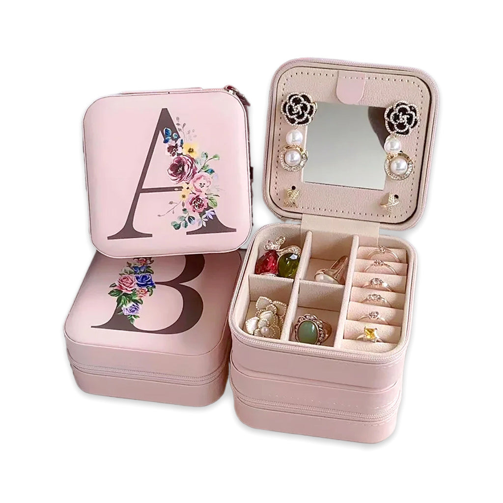 Travel Jewelry Box with Mirror Letter Organizer Personal Gift Cosmetic Bag-jewelry-Innovato Design-A-Innovato Design