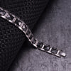 Men Ceramic Bracelet Black & Silver Crystal Hematite Energy