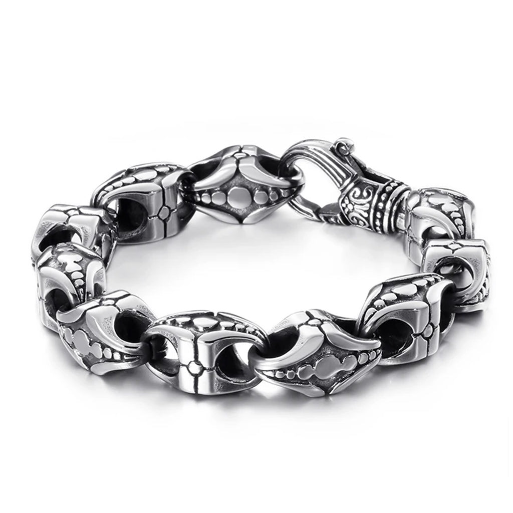 Cross Charm Stainless Steel Chunky Punk Bracelet-Bracelets-Innovato Design-Alfa-7.48in-Innovato Design
