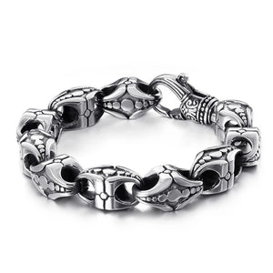 Cross Charm Stainless Steel Chunky Punk Bracelet-Bracelets-Innovato Design-Alfa-7.48in-Innovato Design
