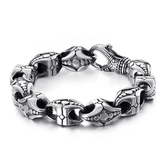 Cross Charm Stainless Steel Chunky Punk Bracelet-Bracelets-Innovato Design-Alfa-7.48in-Innovato Design