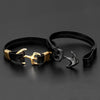 Men Women's Genuine Leather Bangle Cuff Cord Anchor Braided Bracelet