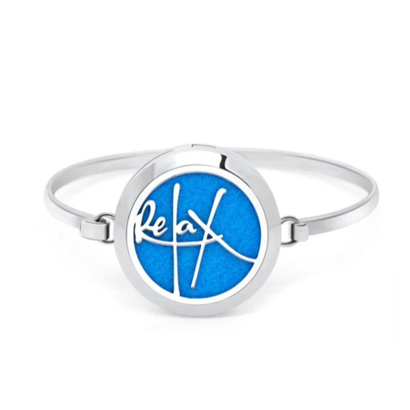 Essential Oil Diffuser Bracelet Women Men Openable 30mm Round Locket Bangle Stainless Steel-Bracelets-Innovato Design-Relax-Innovato Design
