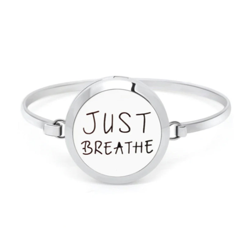 Essential Oil Diffuser Bracelet Women Men Openable 30mm Round Locket Bangle Stainless Steel-Bracelets-Innovato Design-Just Breathe-Innovato Design