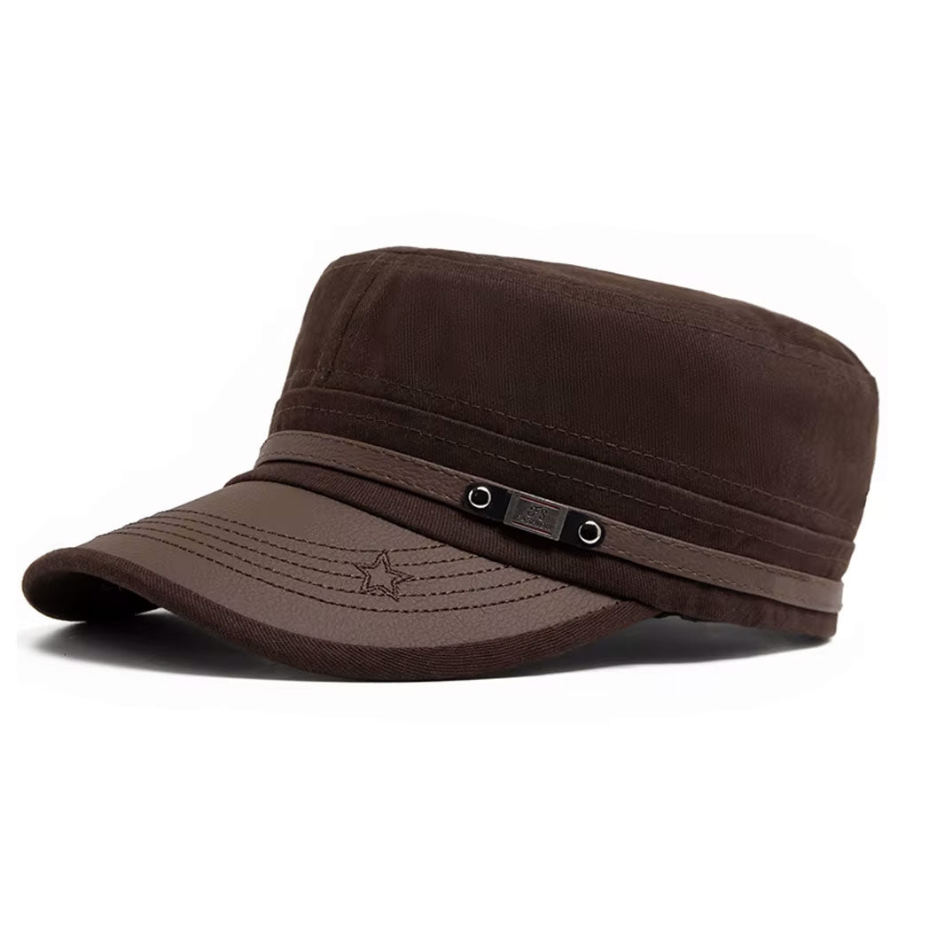 Buckled Cotton Flat Top Snapback Army Military Hat