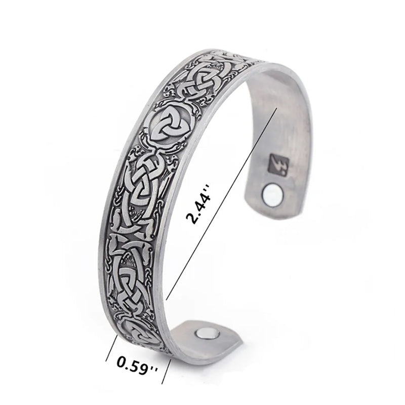 Magnetic Bracelet Celtic Cuff Stainless Steel Adjustable Bangle Trinity Knot-Bracelets-Innovato Design-Silver-Innovato Design