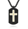 Cross Pendant Black Stainless Steel And Carbon Fiber Tag Necklace-Necklaces-Innovato Design-Black Gold-Innovato Design