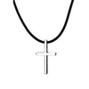 Stainless Steel Cross Necklace for Men Women Leather Cord Chain Necklace-Necklaces-Innovato Design-24 inches-Innovato Design