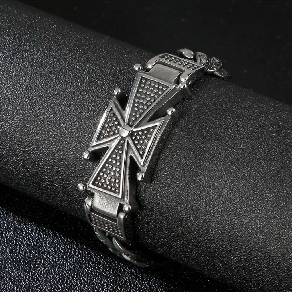 Cross Charm Stainless Steel Chunky Punk Bracelet-Bracelets-Innovato Design-Alfa-7.48in-Innovato Design