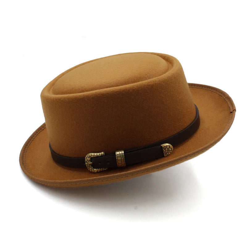 Vintage Wide Brim Fedora Trilby Hat with Black Hatband-Hats-Innovato Design-Camel-Innovato Design