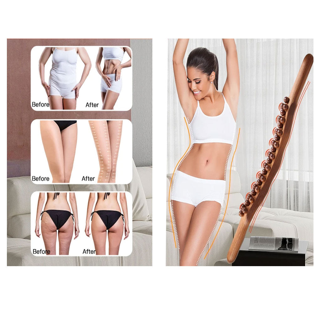 Wooden Pain Relief Handheld Massage Roller – Deep Tissue Acupressure Tool for Foot & Body Massage