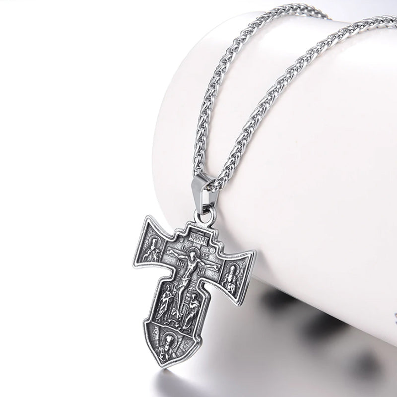 Men Stainless Steel Jesus Crucifix Cross Necklace Pendant Silver-Necklaces-Innovato Design-Innovato Design