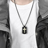 Cross Pendant Black Stainless Steel And Carbon Fiber Tag Necklace-Necklaces-Innovato Design-Black Silver-Innovato Design
