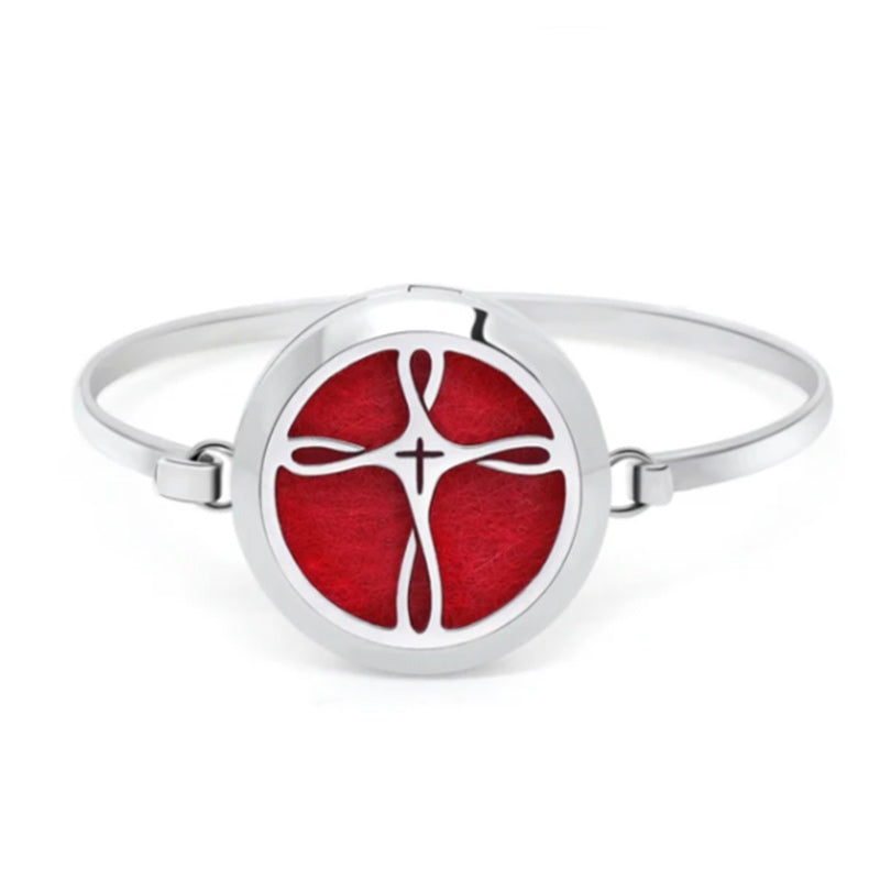 Essential Oil Diffuser Bracelet Women Men Openable 30mm Round Locket Bangle Stainless Steel-Bracelets-Innovato Design-Cross Infinity-Innovato Design