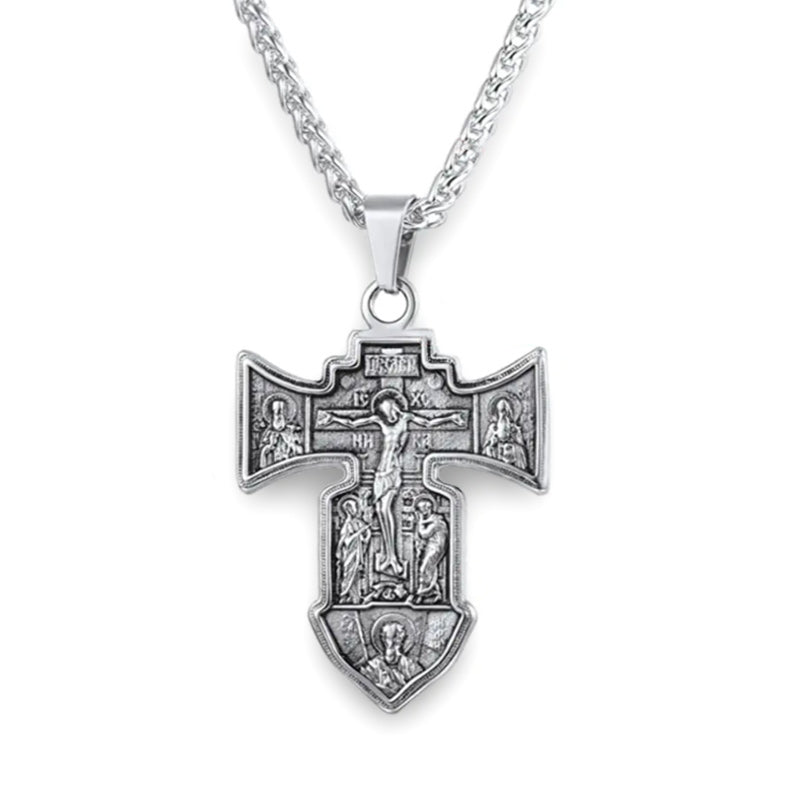 Men Stainless Steel Jesus Crucifix Cross Necklace Pendant Silver-Necklaces-Innovato Design-Innovato Design