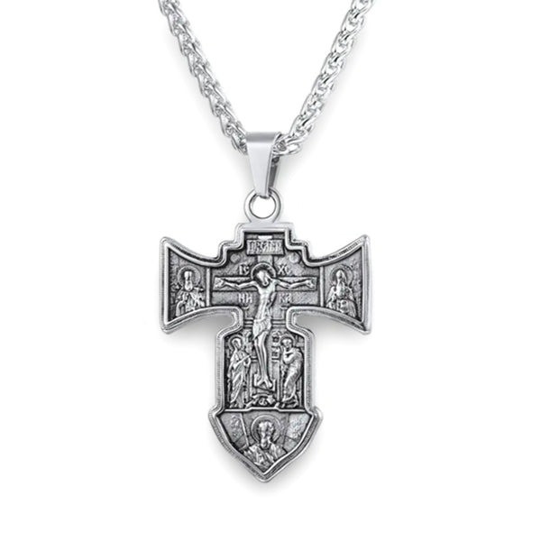 Men Stainless Steel Jesus Crucifix Cross Necklace Pendant Silver
